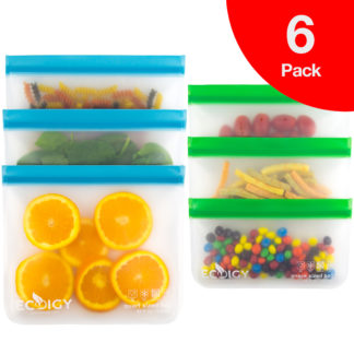 6 Pack Reusable Snack Bags for Kids with Zipper Food Safety Washable Lunch  Kids Food Storage Pouch Sandwich Bags Dual Layer Bags (6.9 x 3.7 Inch)
